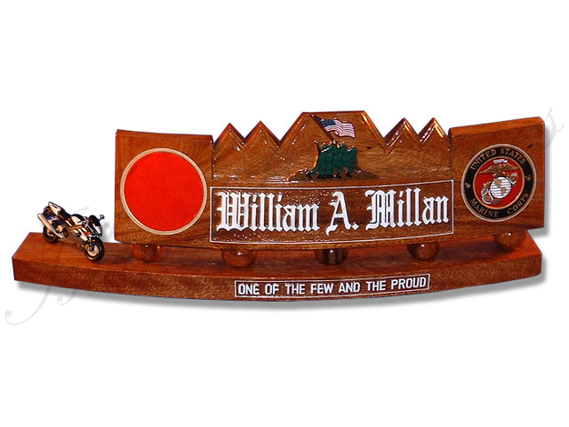 Island Enterprises Desk Plate With Miniature Motorcycle